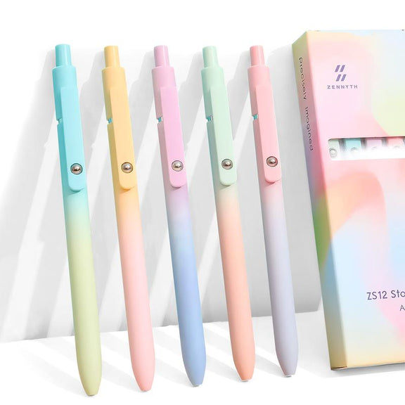 5-Piece Gradient Gel Pen Set – 0.5mm Quick-Dry Carbon Ink – Woyuosn